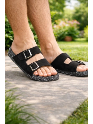 Erkek Süet Görünümlü Tokalı Terlik – Yazlık Rahat Terlik