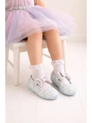 Kız Çocuk Parlak Desenli Fiyonklu Babet