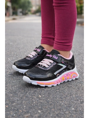 Kız Çocuk Desenli Simli Günlük Sneaker Ayakkabı