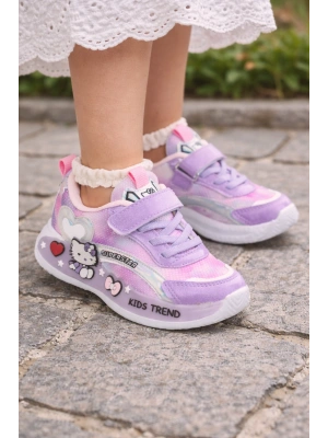 Kız Çoçuk Renkli Desenli, Günlük Kullanıma Uygun Spor Ayakkabı