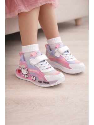 Kız Çoçuk Renkli Desenli, Günlük Kullanıma Uygun Spor Ayakkabı