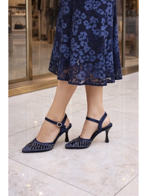 Kadın Taş İşlemeli Slingback İnce Topuk Ayakkabı