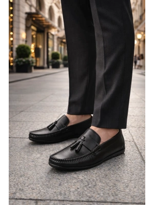 Erkek Siyah Deri Loafer Ayakkabı – Şık ve Rahat Günlük/Klasik Model