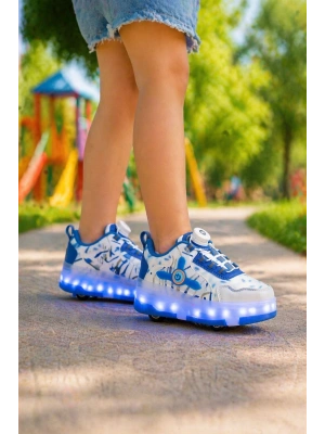 Çoçuk Yeni Nesil Işıklı (IŞIK KONTROLLÜ SİZDE) Kaykay Mekanizmalı Paten Ayakkabı