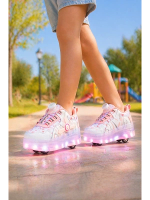 Çoçuk Yeni Nesil Işıklı (IŞIK KONTROLLÜ SİZDE) Kaykay Mekanizmalı Paten Ayakkabı