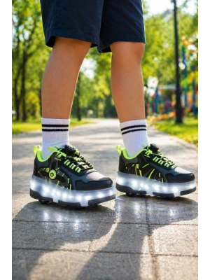 Çoçuk Yeni Nesil Işıklı (IŞIK KONTROLLÜ SİZDE) Kaykay Mekanizmalı Paten Ayakkabı