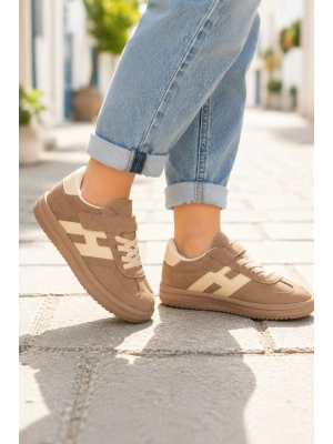 Unisex Çoçuk Süet Günlük Kullanım Cırtlı Sneakers
