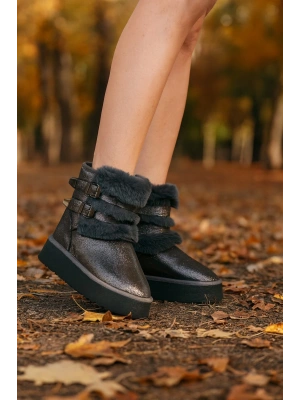 Çift Tokalı KalınTaban Kadın Bot