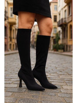 Diz Altı Streç Kadın Topuklu Çizme