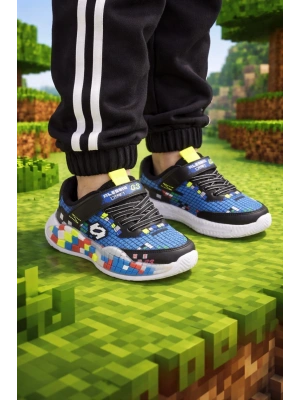 Erkek Çocuk Anarok Taban Spor Ayakkabı – Renkli Piksel Desenli, Rahat ve Kaymaz