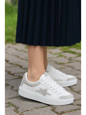 Günlük Kadın Sneaker Bağcıklı Detaylı Yüksek Taban Rahat Ayakkabı