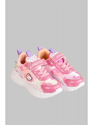 Günlük Kız Çocuk Sneaker Lastik Bağcıklı Hologram Cırtlı Ayakkabı