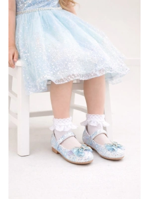 Işıltılı Kum Sim Dokulu Kelebek Figür Detaylı Kız Çocuk Babet