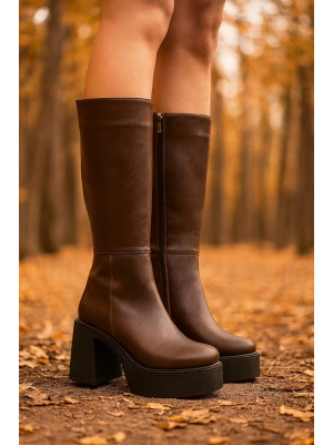 Kadın Fermuarlı Yüksek Topuklu Şık Çizme