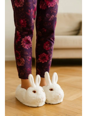 Kadın Hayvanlı Kışlık Peluş Tavşan Panduf Ev Terliği