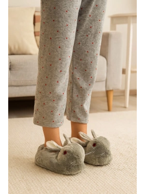 Kadın Hayvanlı Kışlık Peluş Tavşan Panduf Ev Terliği