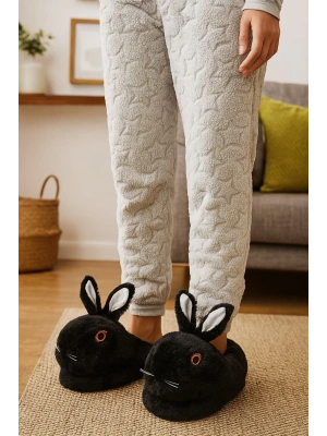 Kadın Hayvanlı Kışlık Peluş Tavşan Panduf Ev Terliği