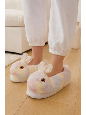 Kadın Hayvanlı Kışlık Peluş Tavşan Panduf Ev Terliği
