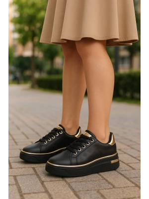 Kadın İnce Şerit Detaylı Kalın Taban Spor Ayakkabı