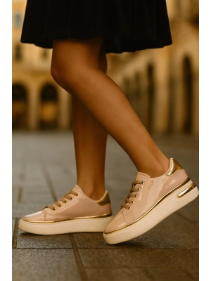 Kadın İnce Şerit Detaylı Kalın Taban Spor Ayakkabı