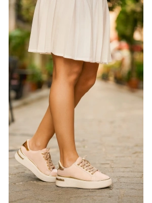 Kadın İnce Şerit Detaylı Kalın Taban Spor Ayakkabı