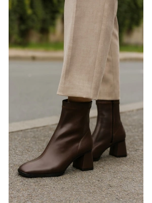Kadın Küt Burunlu Topuklu Kadın Streç Bot
