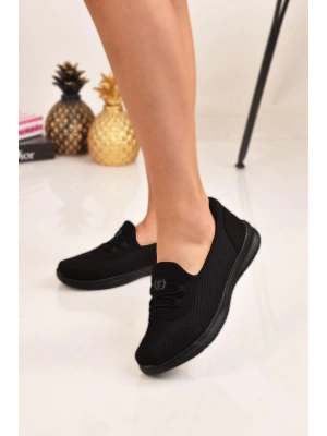 Kadın Siyah Bağcık Detaylı Anne Ayakkabısı Günlük Ayakkabı Babet