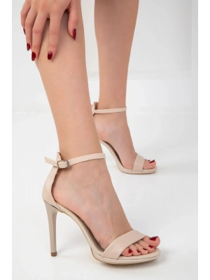 Kadın Ten Sivri Yüksek Kalem Topuk Abiye Stiletto Ayakkabı