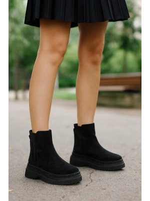 Kadın Süet Lastikli Detaylı Şık Kadın Bootie