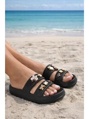 Kadın Taşlı Şık, Rahat, Konforlu Günlük Eva Terlik