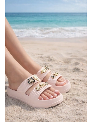 Kadın Taşlı Şık, Rahat, Konforlu Günlük Eva Terlik