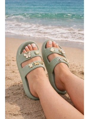 Kadın Taşlı Şık, Rahat, Konforlu Günlük Eva Terlik