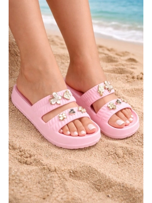 Kadın Taşlı Şık, Rahat, Konforlu Günlük Eva Terlik