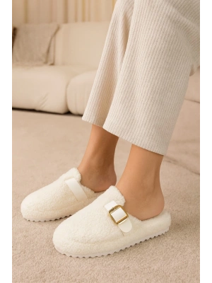 Kadın Tokalı Havlu Kışlık Kadın Terlik