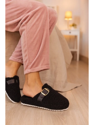 Kadın Tokalı Havlu Kışlık Kadın Terlik