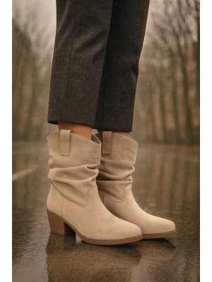 Kalın Topuklu Cilt/Süet Kadın Bot & Bootie