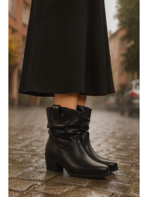 Kalın Topuklu Cilt/Süet Kadın Bot & Bootie