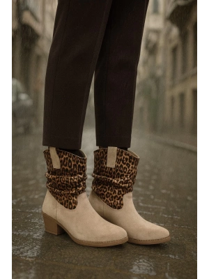 Kalın Topuklu Cilt/Süet Kadın Bot & Bootie