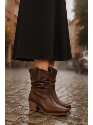 Kalın Topuklu Cilt/Süet Kadın Bot & Bootie