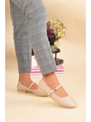 Kemer Bağlamalı Tokalı Kadın Babet Günlük Ayakkabı