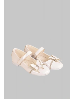 Kız Çocuk Anatomik Taban Taşlı Parlak Rugan Kelebekli Babet Ayakkabı