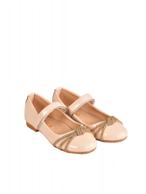 Kız Çocuk Anatomik Tabanlı Taşlı Parlak Rugan Babet Ayakkabı