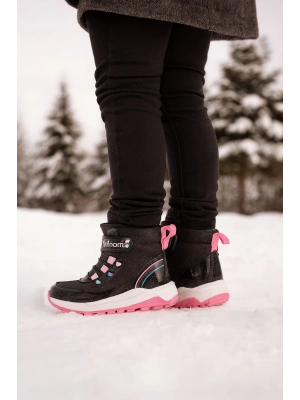 Kız Çoçuk Sim Detaylı Kışlık Kaymaz Taban Su Geçirmez Cırt Cırtlı Yarım Bot