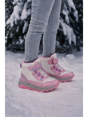 Kız Çoçuk Sim Detaylı Kışlık Kaymaz Taban Su Geçirmez Cırt Cırtlı Yarım Bot