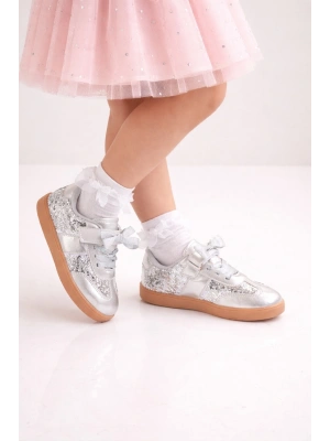 Kız Çocuk Siyah Sim Detaylı Kurdele Bağcıklı Sneaker – Taba Taban