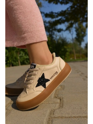 Sstar Beyaz Gümüş Kız Çocuk Cırtlı Bantlı Sneaker Spor Ayakkabı