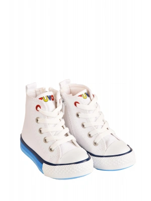 Unisex Çocuk Keten Boğazlı Bilekli Fermuarlı Spor Ayakkabı