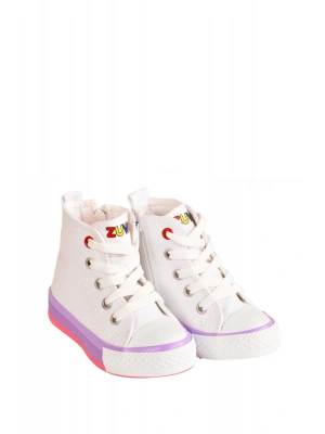 Unisex Çocuk Keten Boğazlı Bilekli Fermuarlı Spor Ayakkabı