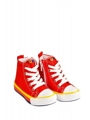 Unisex Çocuk Keten Boğazlı Bilekli Fermuarlı Spor Ayakkabı