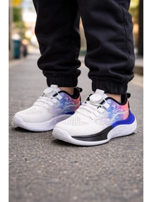 Unisex Çocuk Spor Ayakkabı – Örgü Fileli, Otomatik Bağcıklı, Renk Geçişli Taban